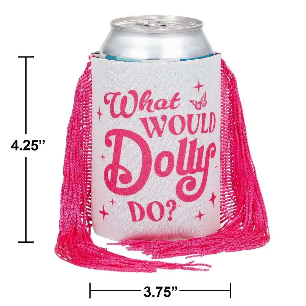 Set of 2 Dolly Parton Double-Sided Fringe Can Holder Coozie 5" Pink - Picture 7 of 7